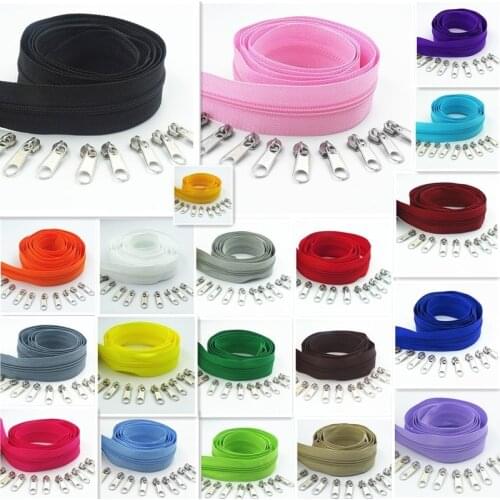5 Meters 10 zipper pullers long 20 colors 3 # nylon coil zipper for DIY sewing clothing accessories