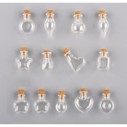 5 Pc/lot Contains The Bottle With Cork Mini Bottle For You Pendant Charm Lavender Mini Clear Cork Stopper Glass Bottle