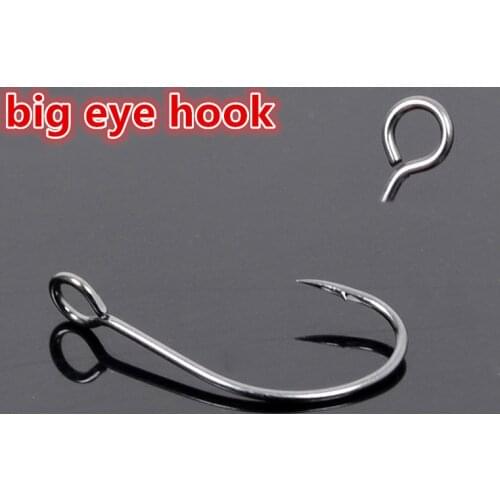 50pcs/bag big eye fishing hooks High Carbon Stainless Steel Fishing Hook Sharp Barbed fly Hook stream spoon crank lure