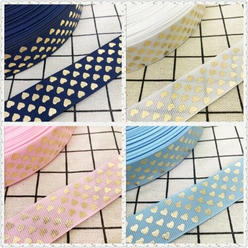 NEW DIY 5 Yards 25mm Gilding Heart-shaped Grosgrain Ribbon Hair Bow Party Sewing
