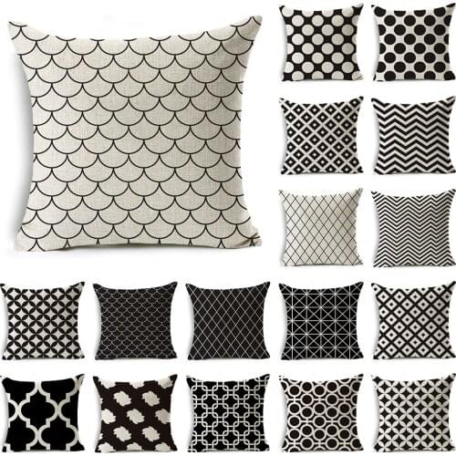 Black White Decorative Cushion Cover Office Home Decor Geometric Pillow Case Modern Simplicity Sofa Throw Pillows Cover 45x45cm