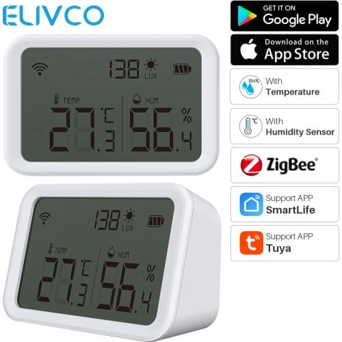 Zigbee Tuya Temperature Humidity Sensor LED Screen Smart Home Sensor Smart Life APP Works Zigbee Hub Alexa