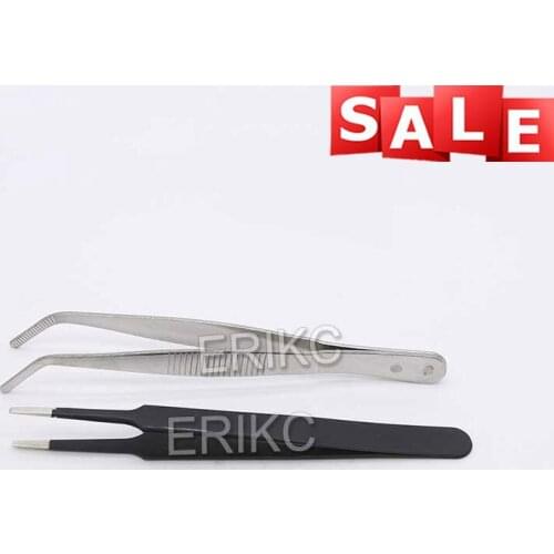 ERIKC Diesel Injector Tools Shims Gasket Stainless Steel Tweezers Maintenance Tools, Curved Straight Tweezers Repair Tools