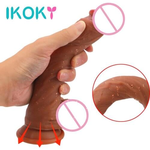 IKOKY Strapon Female Masturbation Skin feeling Realistic Dildo Sex Toys for Women Soft Super Huge Big Penis With Suction Cup