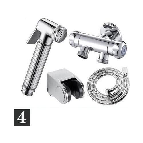 Chrome plated handheld bidet spray shower set, Copper toilet flushing device suit,Bathroom wall mounted bidet faucet set