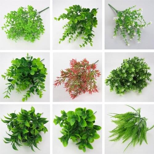 1PC Home Decoration Fake Plants Eucalyptus Grass Plastic Ferns Green Leaves Artificial Flower Wedding Living Room Table Decor