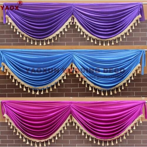 Tassel Ice Silk Drape Curtain Backdrop Top Swag For Stage Background Photo Booth Event Party Decoration