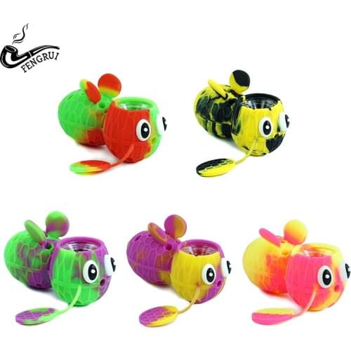 Creative Honeybee Smoking Pipe with Glass Bowl Tobacco Silicone Pipe Hand Pipes for Grinder Smoking Accessories