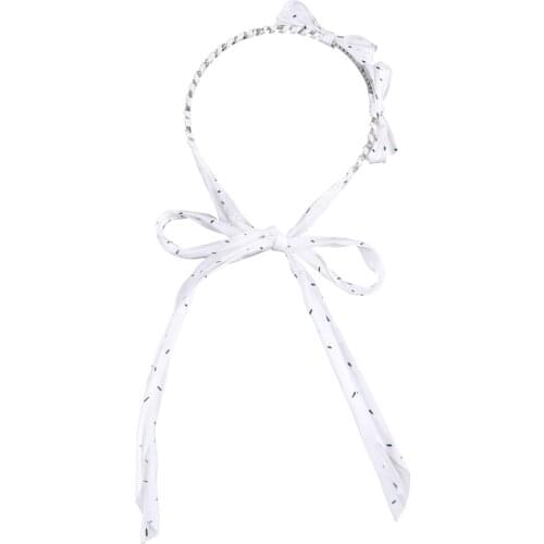 Gauze Bow Tassel Headband Hair Rope with Long Ribbon Hair Hoop Pattern Trendy Hairband Bow Knotted Hair Accessories