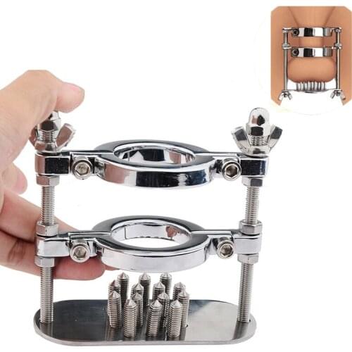 Metal Spike Penis Ring Clamp Ballstretcher Male Chastity Training Device Steel Cock Ball Crusher Stretcher Lock Scrotum Sex Toys