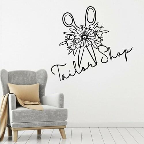 Tailor Shop Sewing Atelier Clothing Fashion Stickers Sewing Studio Sign Window Decals Interior Decor Design Wallpaper Mural 4864