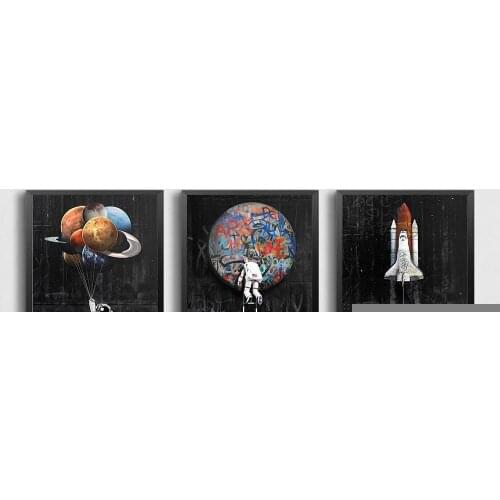 Home Decor Modular Canvas 1 Picture Space station astronaut Landscape poster painting living room Poster Canvas Painting