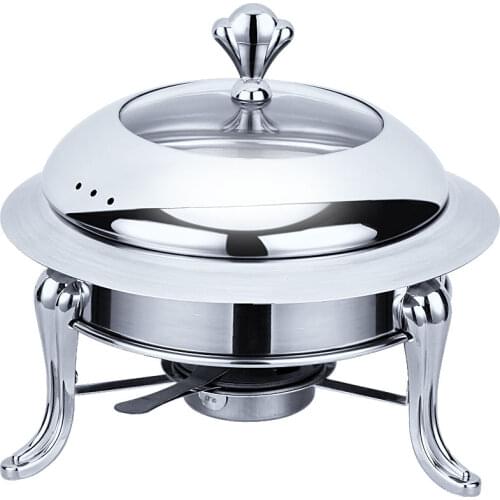 Stainless steel hotpot set mini hotpot pot holder tempered glass lid 30cm gold silver Chafing Dish Buffet pan Food Tray Warmer