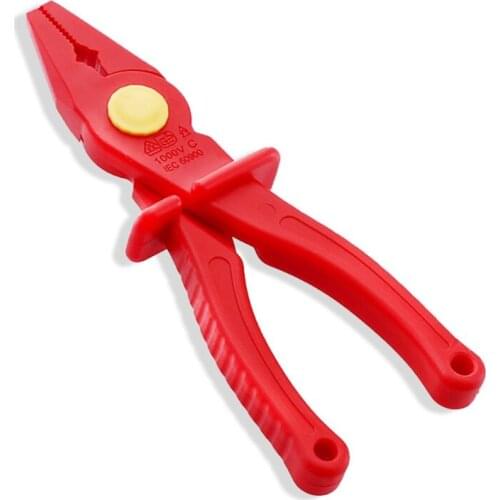 Non-slip VDE Resistant Plastic Flat Nose Pliers Used for Clamping or Winding Wire Operation High Temperature Resistant