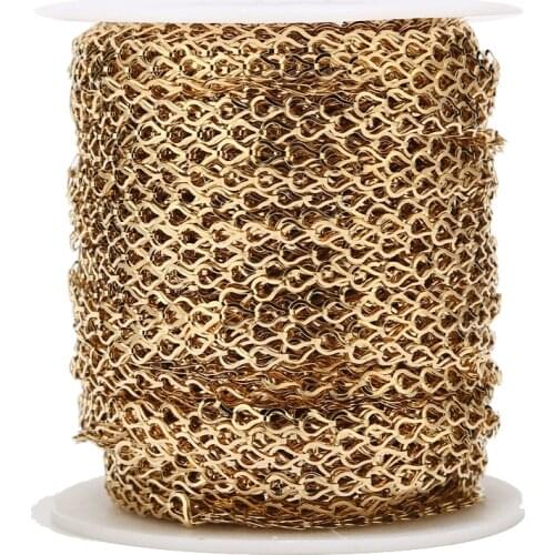 New Gold tone Flat Cable Jewelry Chains Stainless Steel Filled Link Chains for Necklace Bracelet Jewelry Makings