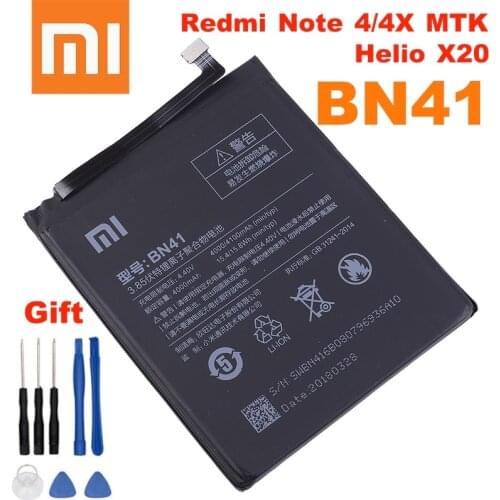 Xiao Mi Original Battery BN41 4100mAh For Xiaomi Redmi Note 4 Hongmi Note 4 / Note 4X MTK Helio X20 Phone Replacement Batteries