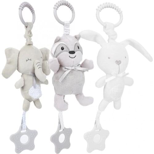 Baby Bed Stroller Hanging Rattle Comforting Toy Infant Hanging Pendant Rattle Teether Toy Animals Plush Toy 13-24 months