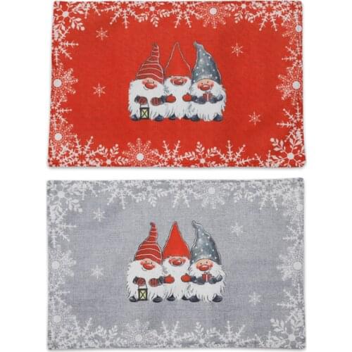 Christmas Placemats, Non Slip Heat-Resistant Holiday Table Mats Smiling Gnome Print for Dining Room Decoration 2021 New Fashion