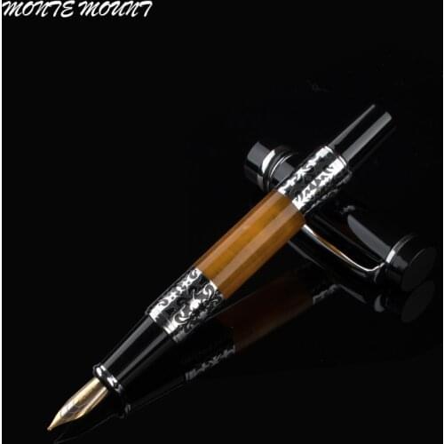 MONTE MOUNT new style Silver Flower Amber Celluloid Fountain Pen head luxury Christmas gift pen