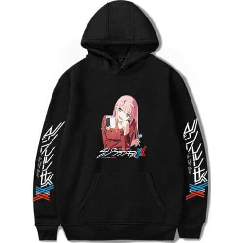 Popular Anime Darling in the FranXX Hoodies Men Women Sweatshirts Autumn Hip Hop Hooded Casual Boys Girls Black Pullovers Tops