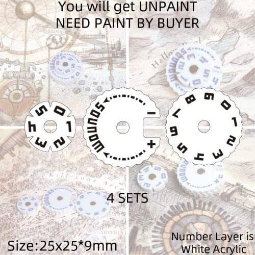 Wargame Base World - Wound Counter/Tracker/Dial/Marker 0-59 Wound Counter - 4 sets Paint By Buyer