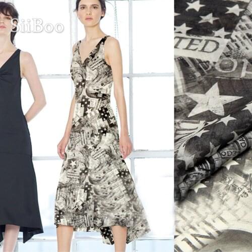 Vintage style American flag print 100% natural silk chiffon fabric apparel for dress silk tissu telas fabrc 8mm SP5381 FREE SHIP