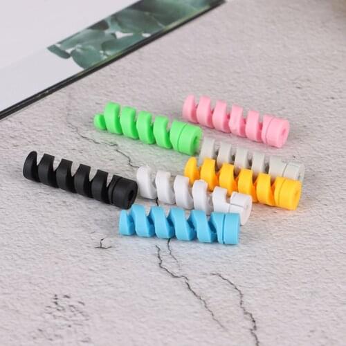 Spiral Cable Protector Data Line Silicone Bobbin Winder Protective For Iphone Samsung Android USB Charging Earphone Case Cover