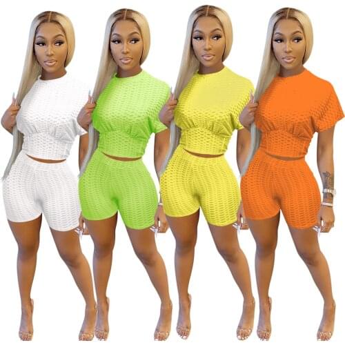 Adogirl Casual Solid Tracksuit Women Summer 2 Piece Sets Short Sleeve And Bike Shorts Sport Set Workout Outfit Active Fitness