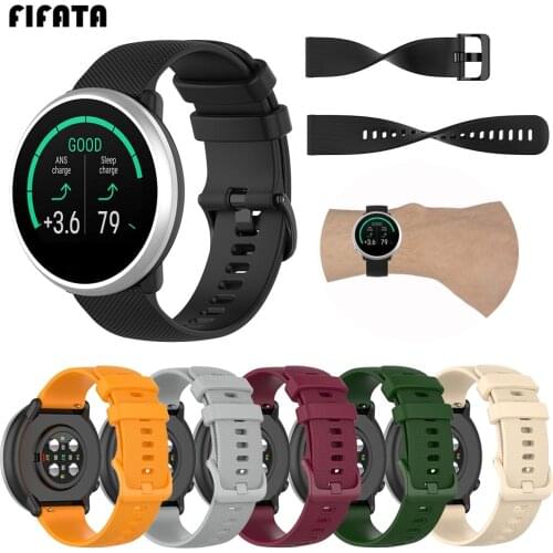 FIFATA 20MM Sport Silicone Watch Strap For Polar Ignite For Garmin Venu/Forerunner 245/645/Vivoactive 3 Smart Watch Wristband