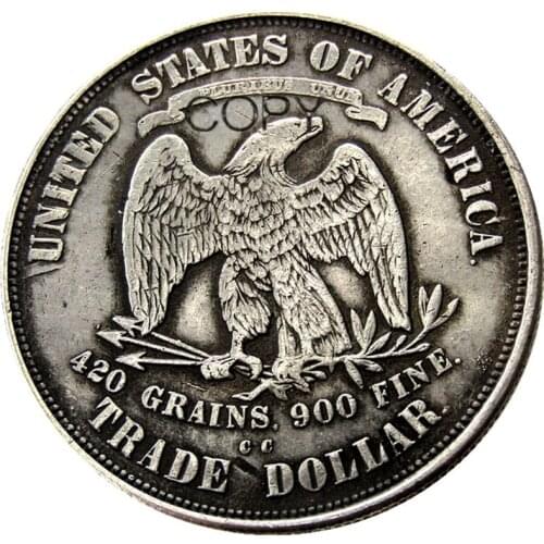 US 1873-1878 -CC Trade Dollar Silver Plated Copy Coin