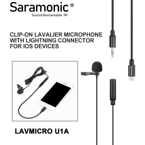 Saramonic LavMicro U1A Universal Lapel Mic with Lightning Plug Adapter Compatible with iPhone 11 10 X 8 7 MAC iPad YouTube Video