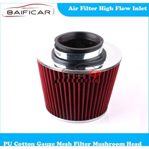 Baificar Brand New Air Filter High Flow Inlet Air Intake Round Cone Air Filters Red PU Cotton Gauze Mesh Filter Mushroom Head