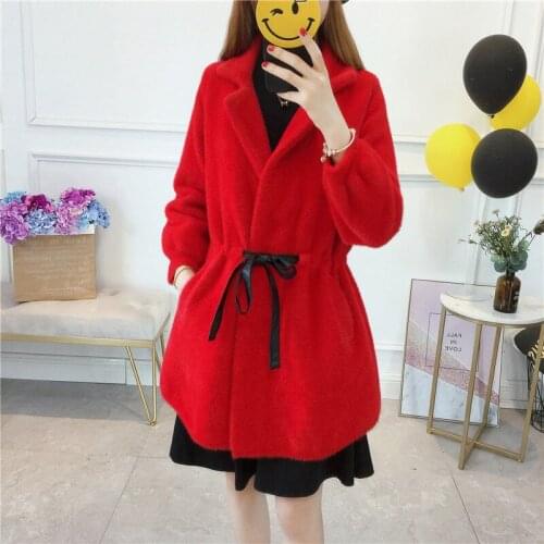 Women Mink Fur Cardigans Sweater Fashion Autumn Long Sleeve 2021 Loose Coat Casual Button Thick Keep Warm Solid Female Tops