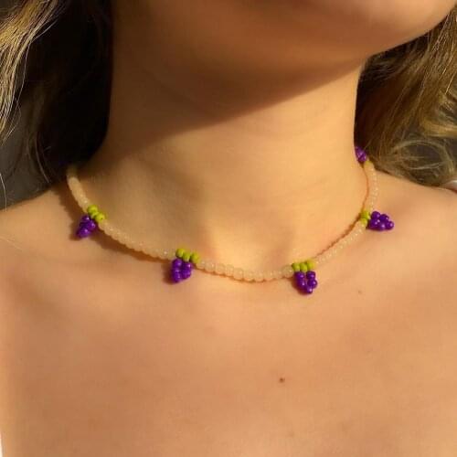 Best Lady INS Cute Daisy Flower Furit Beads Necklace for Women Bohemian Colorful Layer Collar Choker Necklace Jewelry Wholesale