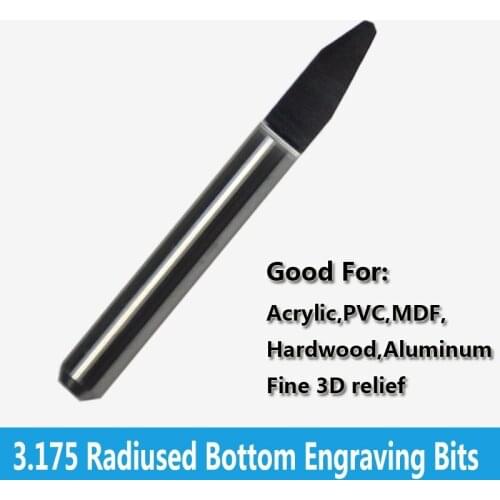 1pc 3.175mm SHK Rounding Bottom Engraving Bits Precise CNC Router Tools V Cutting Knife Radiused Carbide Carving Cutters