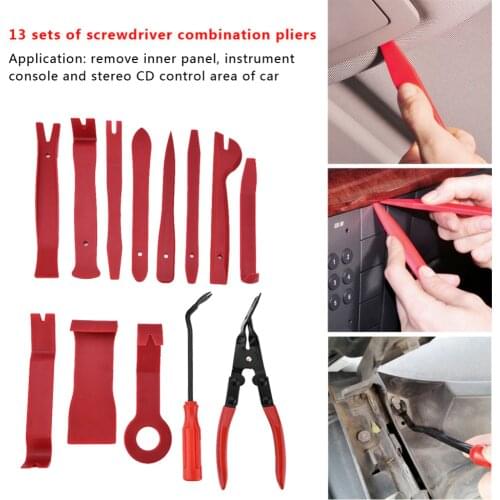 13Pcs Universal Trim Removal Tool Car Door Panel Trim Dashboard Clips Pliers Fastener Removal Tools Kit Car-Styling