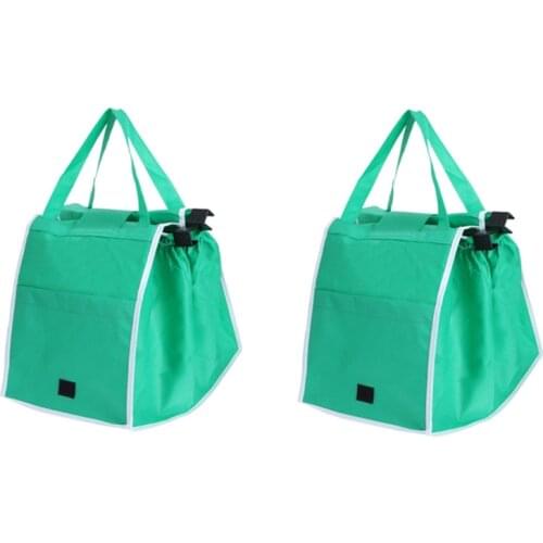 2pcs/set Eco-Friendly Foldable Reusable Shop Handbag Supermarket Thicken Trolley Shopping Cart Totes Portable Grocery Store Bags