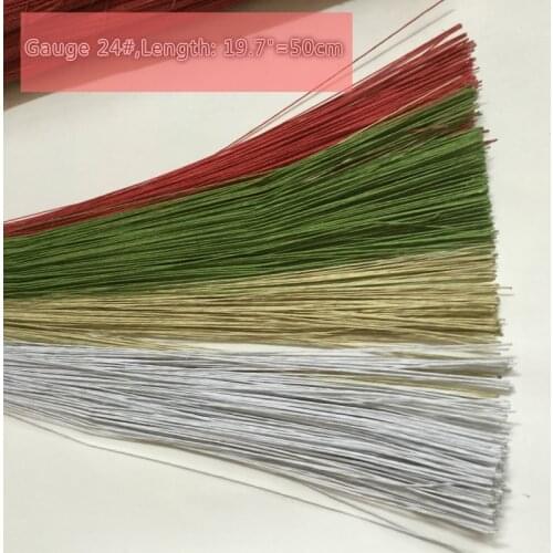 2000pcs/Lot) 24# Gauge Floral Stem Wire 19.7" in Green White Brown Florist Wire For DIY Nylon Flower Accessory EXPRESS SHIPPING