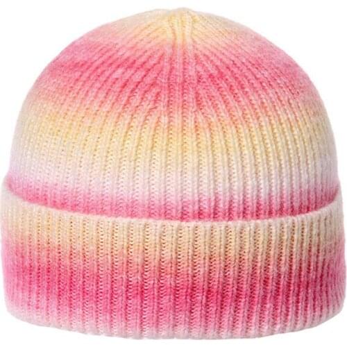 2021 Fashion Tie Dye Knitted Hat Winter Wool Skullies Beanies For Women Men Casual Hip Hop Caps