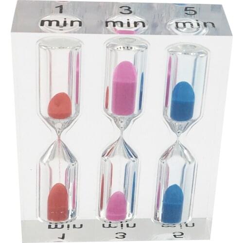 3Pcs 1min/3min/5min Acrylic Sand Timer Colorful Sandglass Hourglass Sand Clock Timer Set