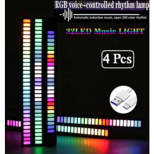 32 LED Bluetooth-APP Connect 5v USB RGB Music Light Car Decoration Rhythm Light Pickup lamp Voice-Activated Sound Control Light