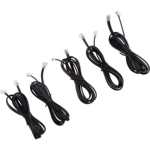 5Pcs 6P6C Male To Male Flat Straight Landline Telephone