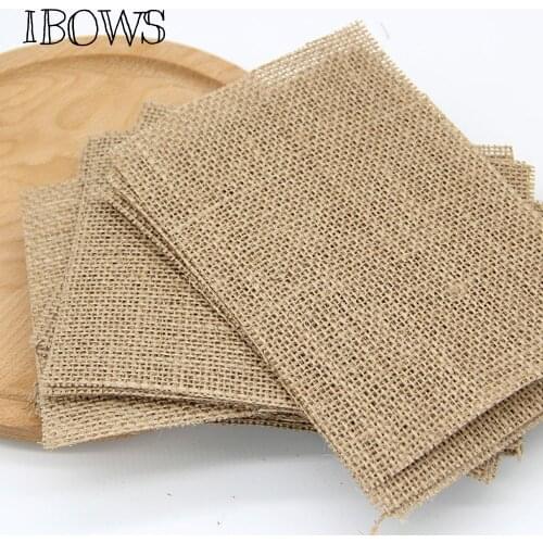 5pcs Round& Square Vintage Hessian Burlap Jute For Wedding Christmas Party Home Decoration DIY Crafts Accessories