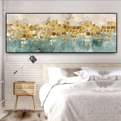 Abstract Golden Money Beach Oil Painting on Canvas Modern Art Posters and Prints Wall Pictures for Living Room Decor