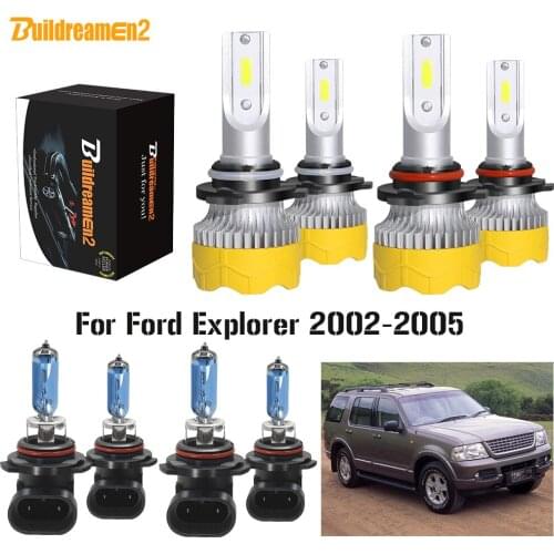 Buildreamen2 4 Pieces Car 9006 9005 LED Halogen Headlamp Light Headlight High Low Beam 12V For Ford Explorer 2002 2003 2004 2005