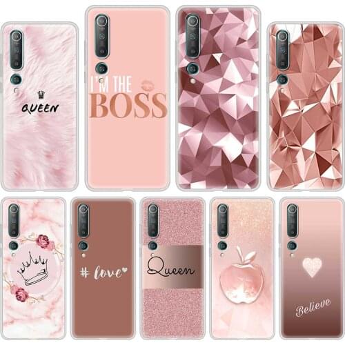 Case For Xiaomi Mi Poco X3 NFC 10T Pro 11 9T CC9E CC9 Note 10 Lite Translucent Soft Phone Cover Shell Rose Pink Princess Queen