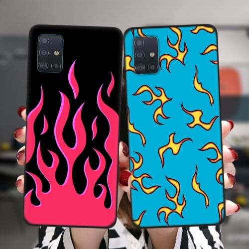 Fire Artistic Flame Silicone Black Case For Samsung A52 A72 A51 A71 A50 A70 A02 A12 A42 A32 A31 A21S A41 A20 A30 A40 A11 Cover