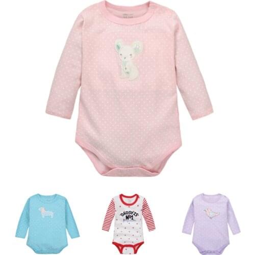 1 Piece Dotted Baby Rompers 100% Cotton Long Sleeves Baby Wear Colorful Spring Autumn Infant Jumpsuit Boys Girls Clothes