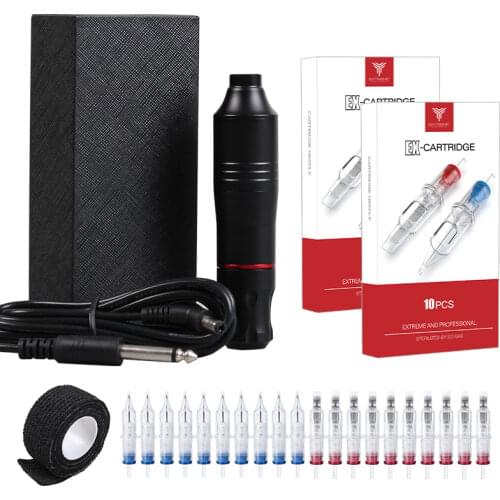 DRAGONHAWK Professional Rotary Pen Tattoo Kit Mix Size Cartridge Nddles Set LCD Mini