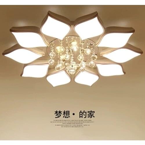 Remote controlling crystal ceiling chandelier modern flower crystal ceiling lamps for living room surface mounted lampara